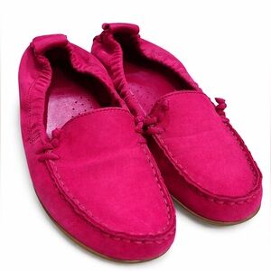 Hush Puppies Fuchsia Pink Leather Loafers Moccasin Driving Shoes Womens 7.5